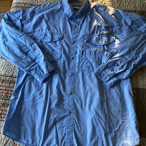 Columbia Men's PFG Bonehead Shirt Size XL Performance Fishing light blue FM7120